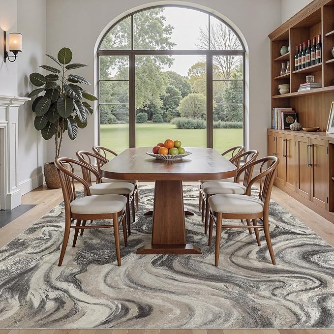 DMOYEST 8x10 Area Rug for Living Room:Washable Modern Neutral Abstract Rug - Image 5