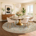 Vintage Beige 8ft Round Rug for Dining Room Under Kitchen Table by HazoHaus