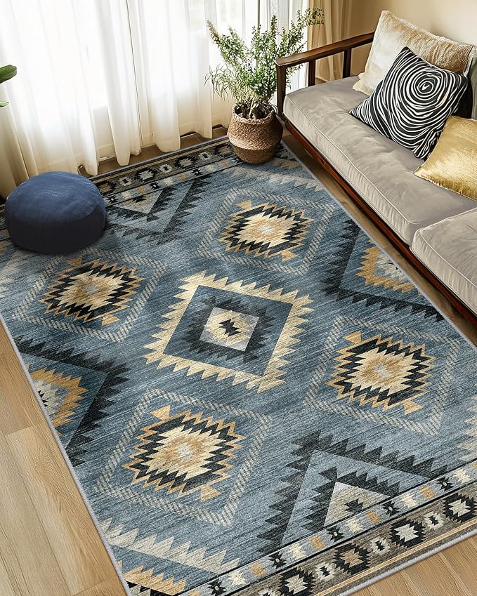 BESTSWEETIE Area Rug 6x9 Rug Machine Washable Rug Non-Slip Low Pile Print - Image 2