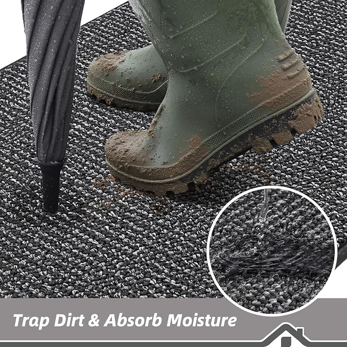 BEQHAUSE Dirt Trapper Door Mat 17" x 30", Non-Slip Doormats Washable Entryway - Image 3
