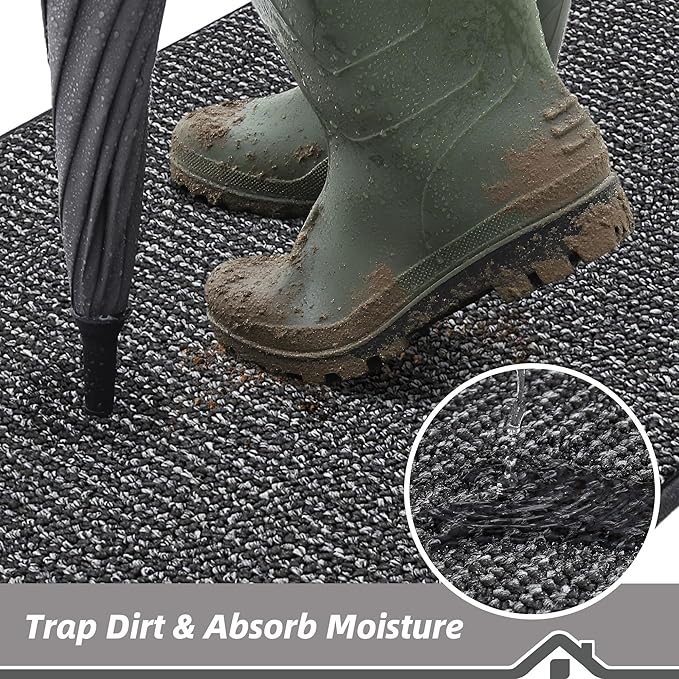 BEQHAUSE Dirt Trapper Door Mat 20" x 32", Non-Slip Washable Doormats Entrance - Image 3