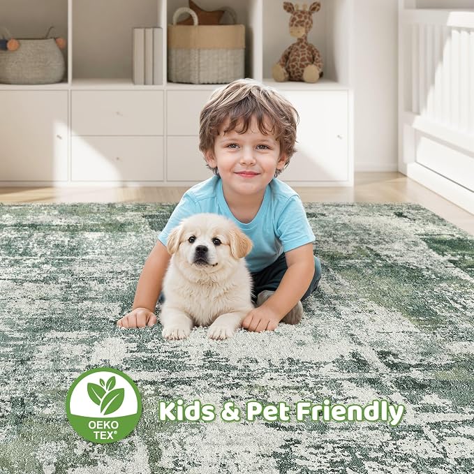 7x9 Area Rug Living Room: Washable Large Abstract Soft Stain Resistant Indoor - Image 7