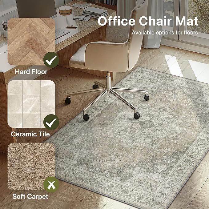 36"x60" Office Chair Mat for Hardwood Tile Floor, Under Desk Carpet Protector - Image 3