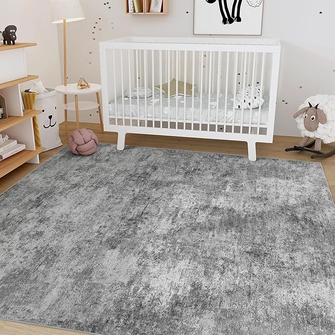 Nakagishi 7x9 Area Rugs Living Room: Washable Abstract Large Neutral Soft Rug - Image 6
