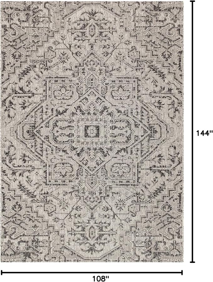 JONATHAN Y Boho Medallion Indoor Outdoor Area Rug 9X12 Black/Gray, Estrella - Image 2