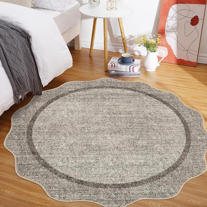 GarveeHome Scalloped Washable Round Rugs, Non-Slip Soft Round Rug 4 ft - Image 8