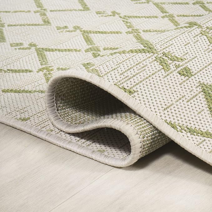 JONATHAN Y Moroccan Geometric Indoor Outdoor Area Rug 3X5 Cream/Green, Ourika - Image 5