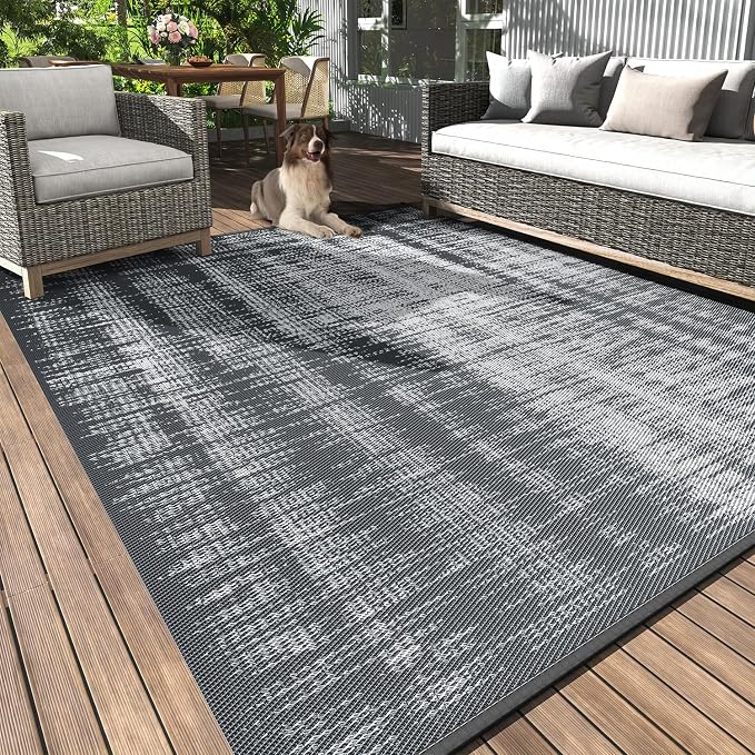 MontVoo Outdoor Rug Waterproof 8x10 ft Outdoor Carpet Patio Rug Mat Reversible by MontVoo