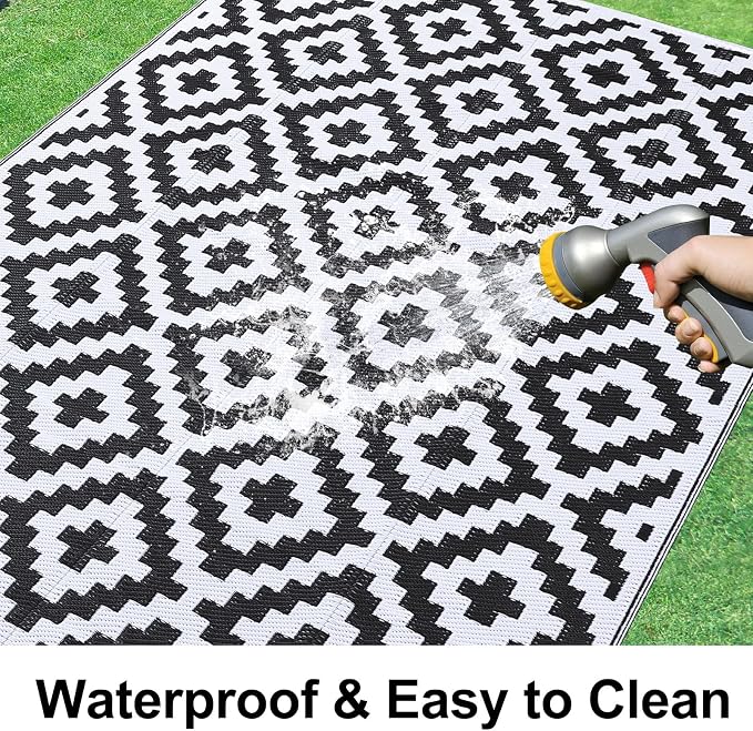 Smiry Waterproof Outdoor Rug 5x8 ft, Reversible Plastic Straw Patio Camping Rugs - Image 2