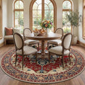 RELEANY Area Rugs Round 7ft Washable Non-Slip, Floral Vintage Distress by RELEANY
