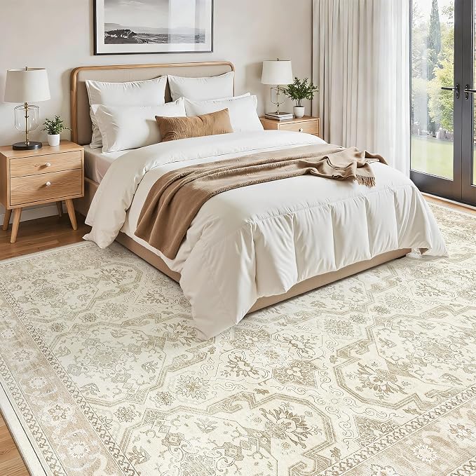 Soalmost 9x12 Area Rugs for Living Room, Non Slip Machine Washable Vintage Rugs - Image 4