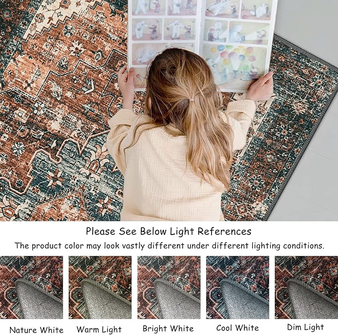 Moynesa Ultra-Thin Washable Vintage Area Rug - Image 6