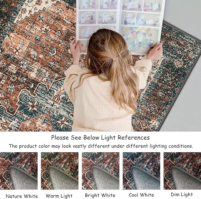 Moynesa Washable Rug Runners for Hallways, Boho 2'6"x8' Runner Rug Non-Slip - Image 5