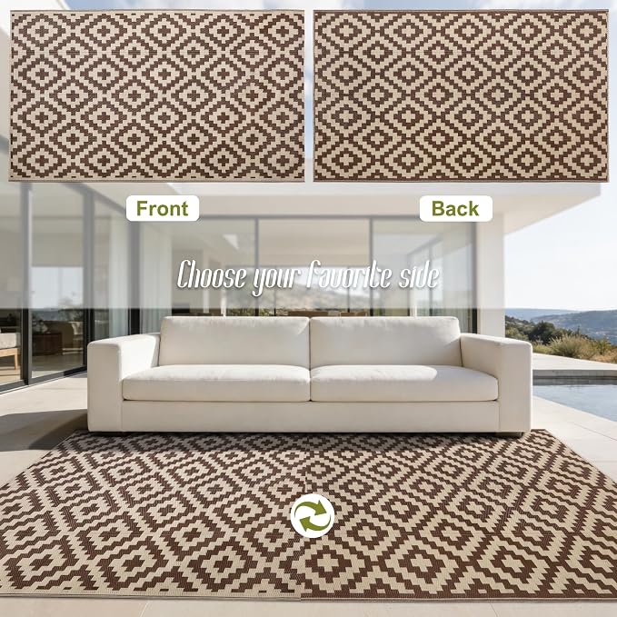 SAND MINE Reversible Mats, Plastic Straw Rug, Modern Area Rug, Large Floor Mat - Image 3