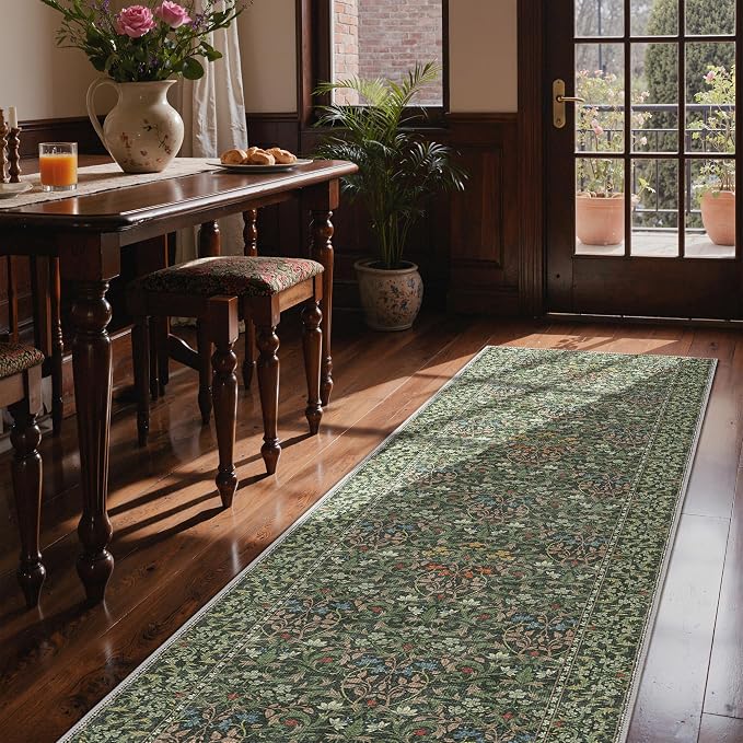 GENIMO Floral Washable Runner Rug 2’6” x 10’, Non-Slip Long Hallway Carpet - Image 5