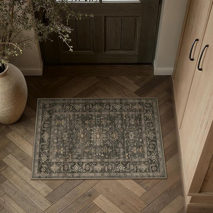Kitchen Rug Set of 3 Washable Brown Vintage Kitchen Mats - Image 6