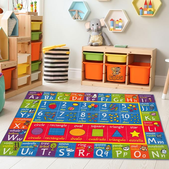 KC Cubs Bilingual Educational Kids Rug – English & Spanish ABC Alphabet - Image 6