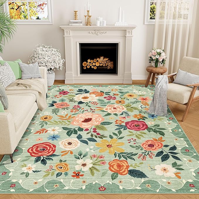 DUKINO 4x6 Area Rug, Floral Rugs - Image 9