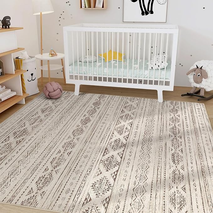 Nakagishi 9x12 Area Rugs Living Room: Washable Boho Large Neutral Soft - Image 7