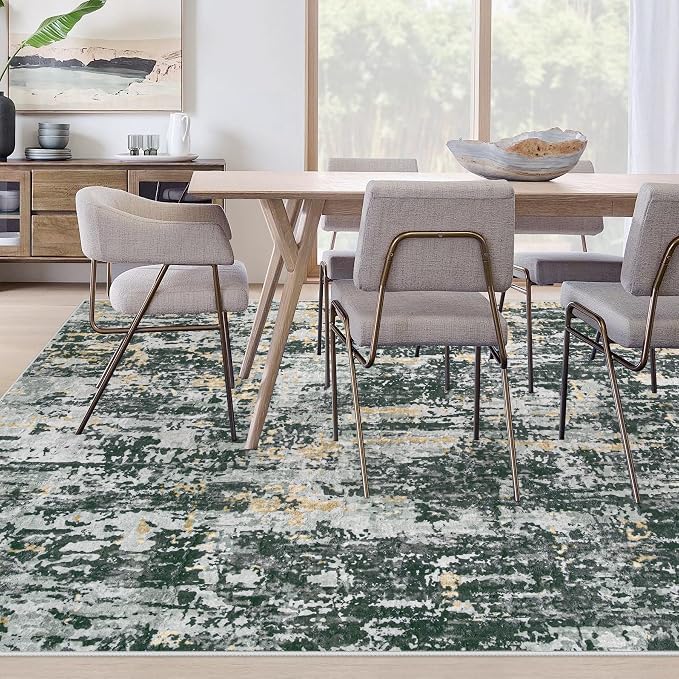 Area Rugs 9x12 Living Room: Washable Rug Modern Abstract Large Rugs Soft Non - Image 3