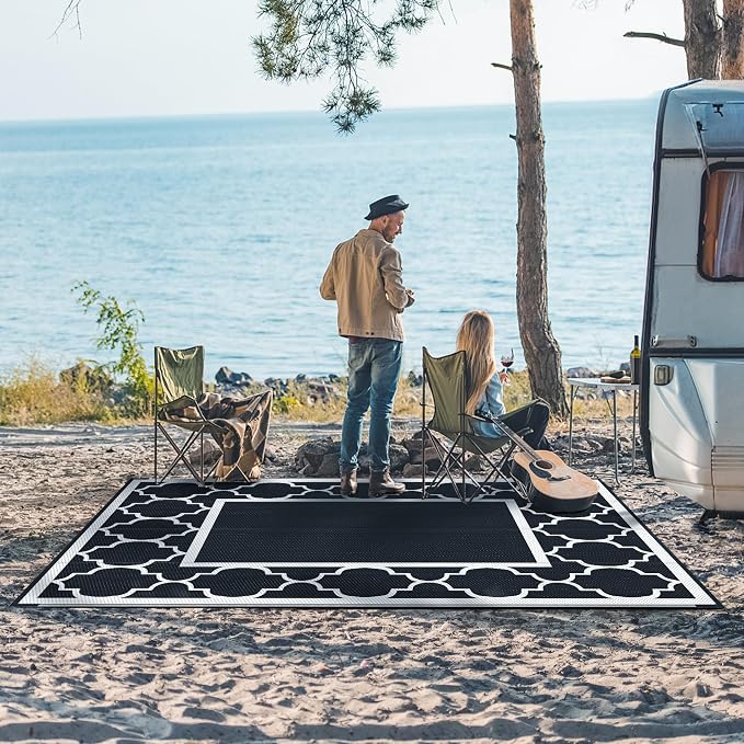 GENIMO 9 ' x 12 ' Outdoor Rug for Patio Clearance, Waterproof Indoor Outdoor - Image 3