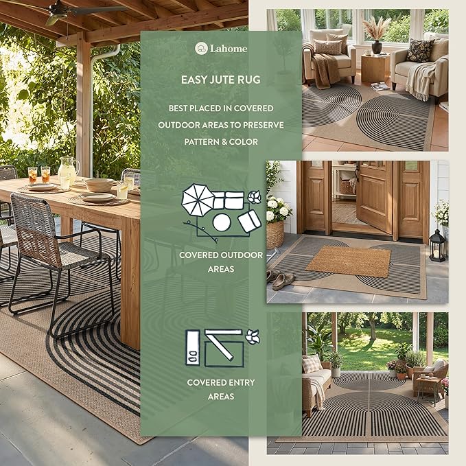Lahome Modern Rainbow Easy Jute Rug, 3x5 Washable Rugs - Image 3