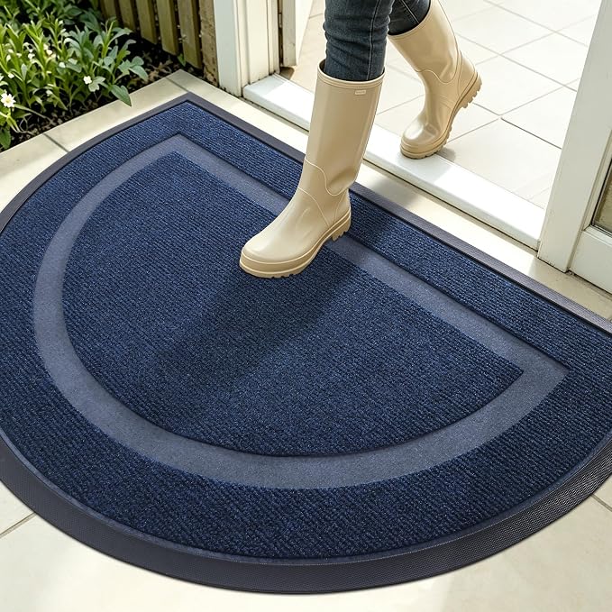 OLANLY Half Circle Door Mat Indoor Outdoor Entrance Welcome, Waterproof by OLANLY