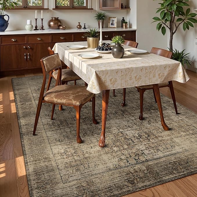 Washable Area Rug 8' x 10' Vintage Traditional Persian Mat - Image 3