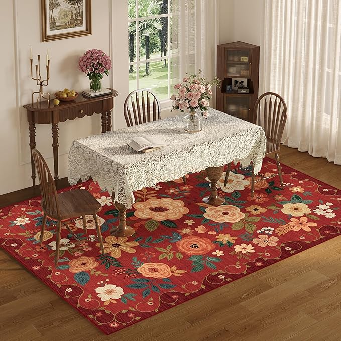 DUKINO 5x7 Area Rug, Floral Rugs - Image 4