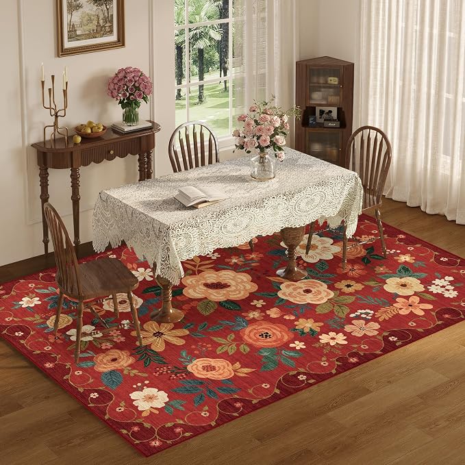 DUKINO 6x9 Area Rug, Floral Rugs - Image 4