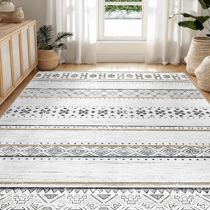 BESTSWEETIE 8x10 Area Rugs for Living Room Washable Moroccan Farmhouse Neutral - Image 7