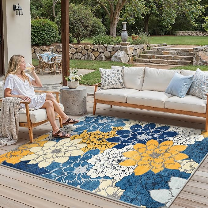 GENIMO Indoor Outdoor Area Rug 5'x7', Machine Washable Rugs - Image 4