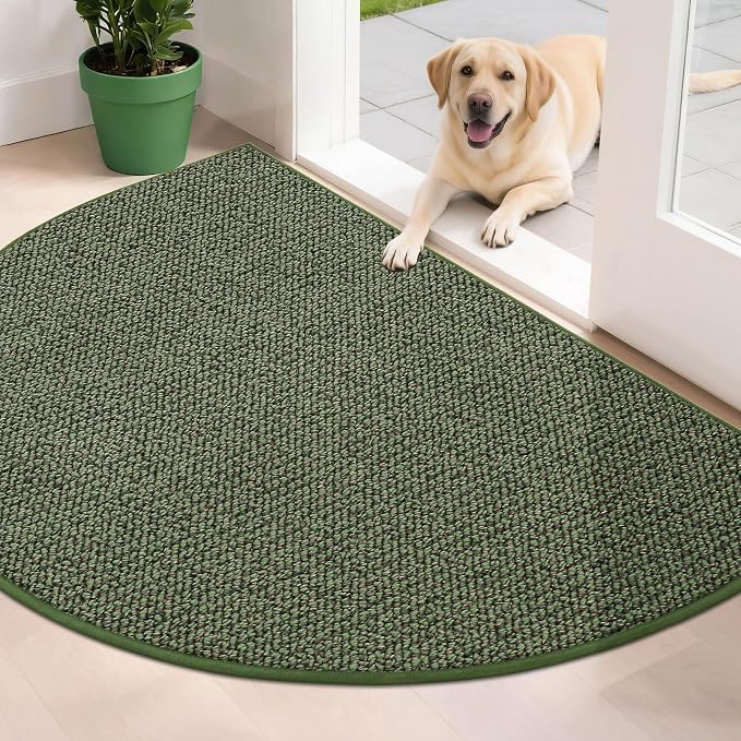 BEQHAUSE Dirt Trapper Door Mat 32" x 48" Half Circle Non-Slip Washable Doormats by BEQHAUSE