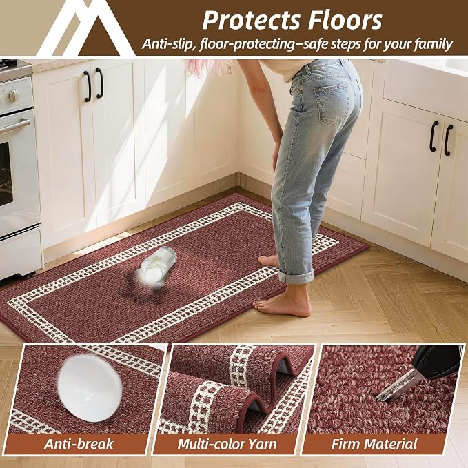 COSY HOMEER Kitchen Rugs Non-Slip 20x30/20x48 Inch Thick Polypropylene Standing - Image 5