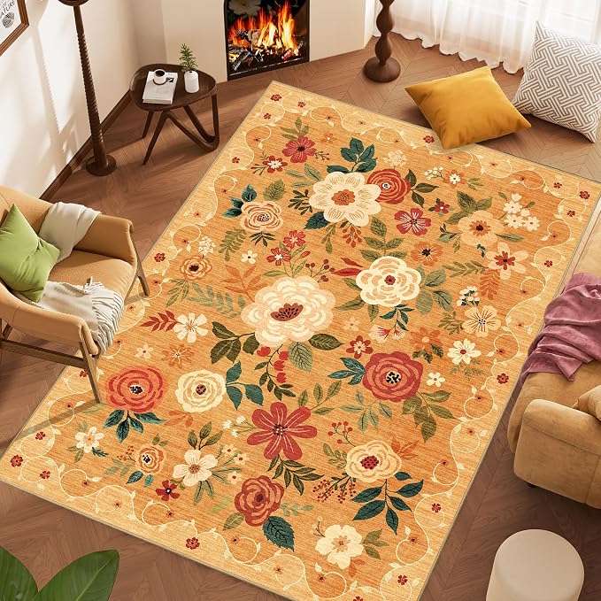DUKINO 5x7 Area Rug, Floral Rugs - Image 4
