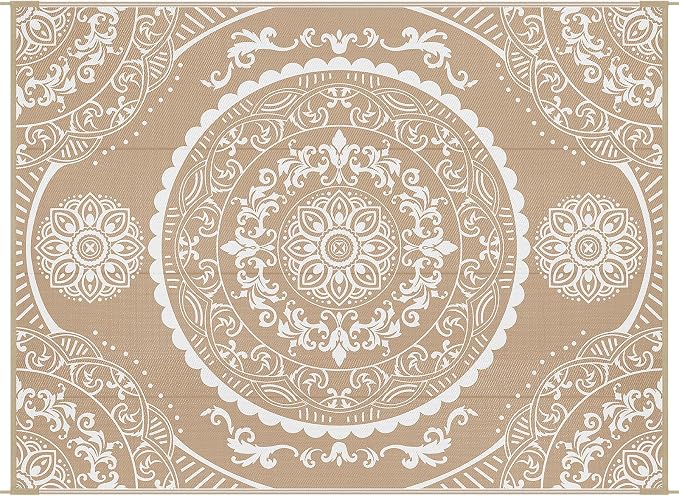Pauwer Waterproof Outdoor Rug 9x12, Reversible Plastic Straw Patio Camping Rug - Image 9