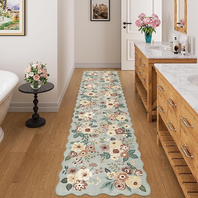 DUKINO 2x8 Washable Runner Rug, Soft Floral Hallway Rug Runner - Image 5