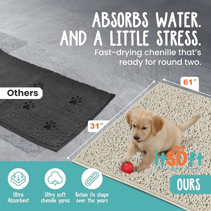 Dog Rugs for Muddy Paws 61x31 | Cleaner Mud Free Floors | Muddy Dogs Mats for - Image 3