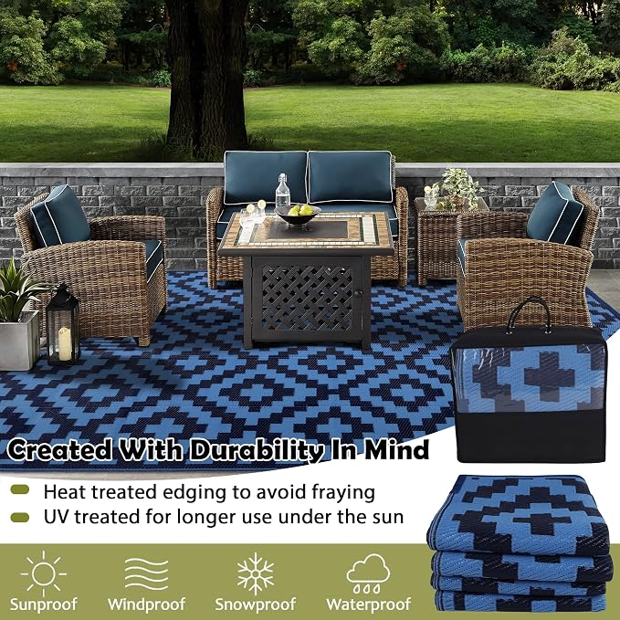 SAND MINE Reversible Mats, Plastic Straw Rug, Modern Area Rug, Large Floor Mat - Image 4