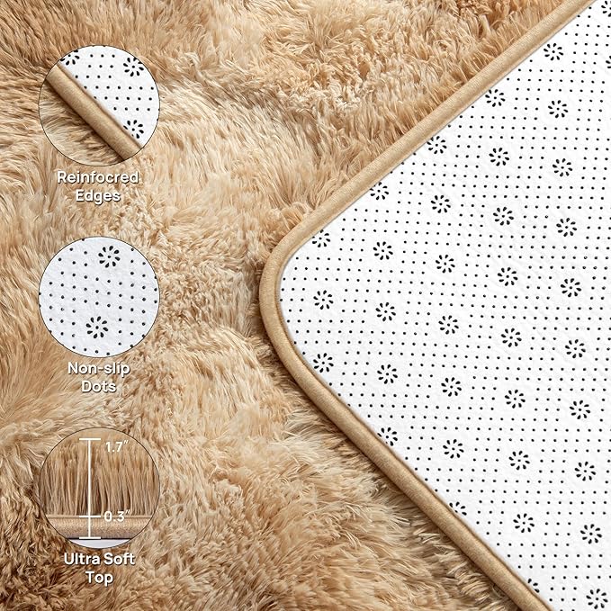 Deerhoo Large Shag Area Rugs 8 x 10, Tie-Dyed Plush Fuzzy Rugs - Image 4