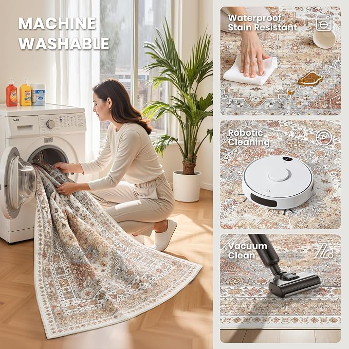 zesthome 8x12 Area Rugs, Stain Resistant Washable Rug, Ultra-Thin Rugs - Image 5