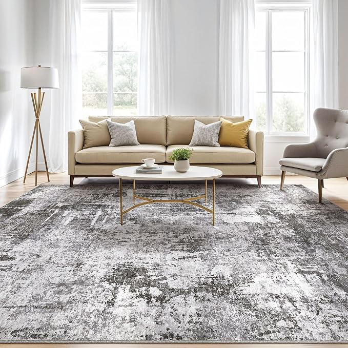 9x12 Area Rug Living Room: Washable Large Abstract Modern Soft Stain Resistant - Image 5
