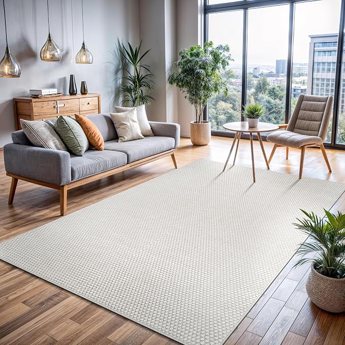 CAMILSON Easy Jute Rug 9x12, Large Indoor Outdoor Off-White Farmhouse Area Rugs - Image 7