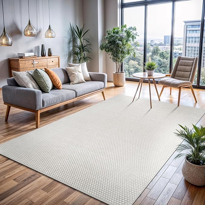 CAMILSON Easy Jute Rug 8x10, Indoor Outdoor Off-White Farmhouse Area Rugs - Image 6