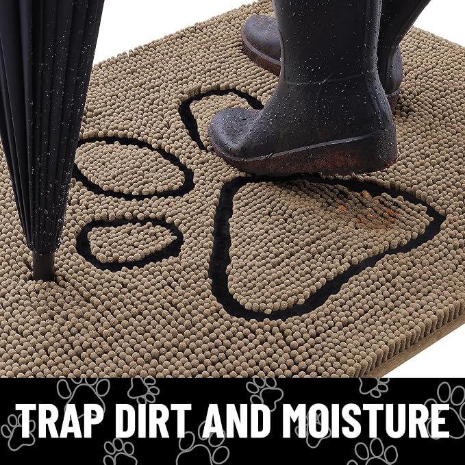 Smiry Dog Door Mat for Muddy Paws, Absorbent Dirt Trapper Non Slip Quick Dry - Image 2
