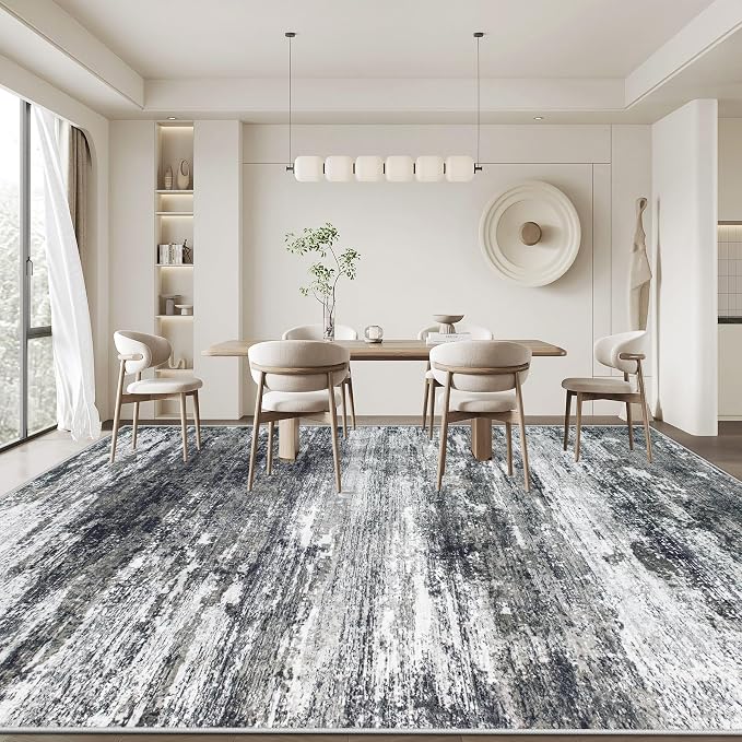 Washable Rug 9x12 Area Rugs for Living Room: Large Neutral Soft Rug Abstract - Image 8