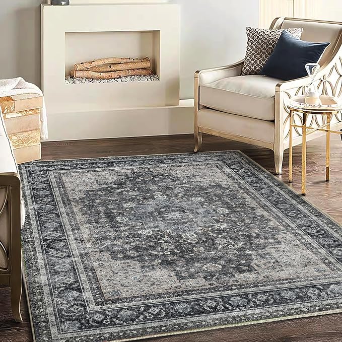 CHAMPLANT Washable Area Rug 4'x6' Traditional Floor Cover Foldable Thin Rugs by CHAMPLANT