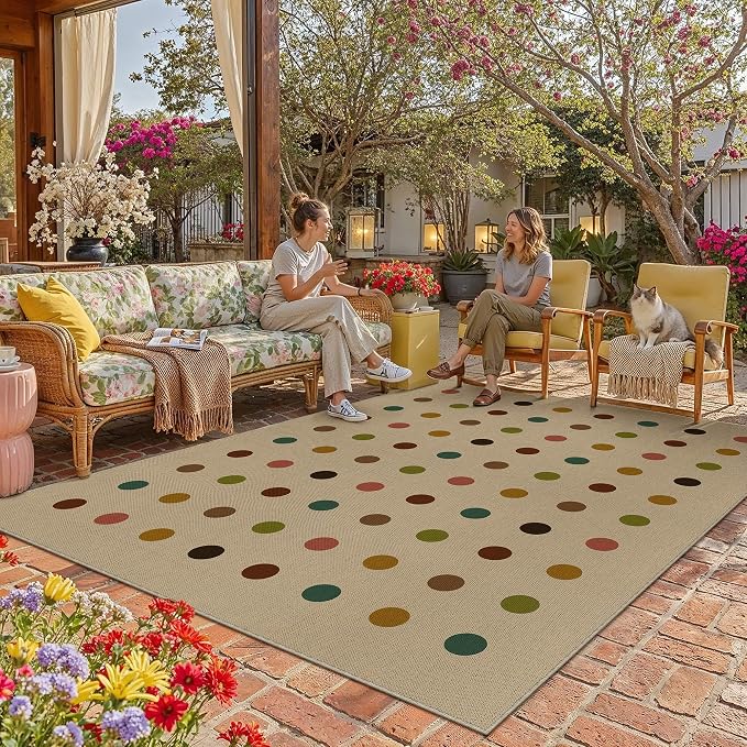 HUGEAR 8x10 Jute Outdoor Indoor Rug Washable Geometric Linen Textured Weave - Image 2