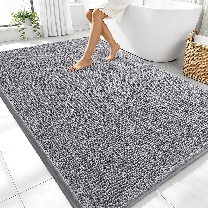 OLANLY Large Bathroom Rugs 70x46, Extra Soft Absorbent Chenille Bath Rugs by OLANLY