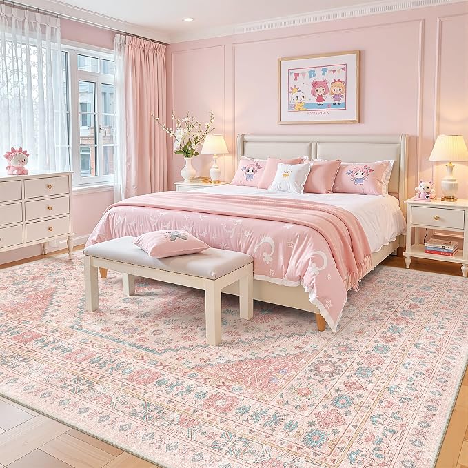 zesthome 10x12 Area Rugs for Girls Bedroom, Low Pile Machine Washable Rugs - Image 9
